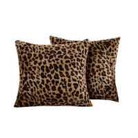Housse de coussin en fausse fourrure à imprimé guépard et léopard, design carré moderne, moelleux et doux, décoration d'intérieur