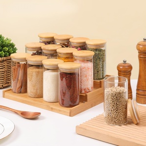 Juego de Frascos de Vidrio Cuadrados para Almacenamiento de Especias con Tapa de Bambú, para el Hogar y la Cocina, en Oferta - Product Image 6