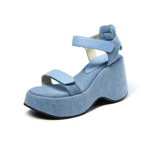 New Fashion Sandals Seaside Printing Wedge Sandals Heels Shoes Ladies Flip Flops For Women And Ladies