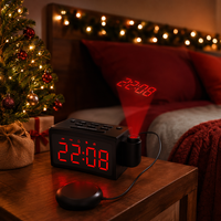 Robuuste ABS-projectie slimme vibratie-tafelwekker met FM-radio, dimbaar LED-scherm, nachtkastje voor luxe appartementen