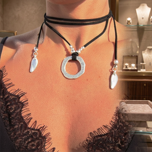 Collier double tendance en laiton tressé géométrique pour femme UIONEN 1360 - Product Image 3