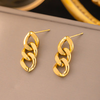 Nouveau Design Minimaliste Hypoallergénique En Acier Inoxydable Boucles D'oreilles Femmes Bijoux 18K Plaqué Or Cubain Lien Chaîne Goutte Boucles D'oreilles