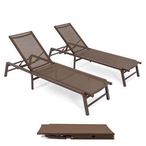 Chaise longue pliable réglable en tissu Textilene, chaise longue inclinable en aluminium imperméable pour hôtel piscine plage - Product Image 1