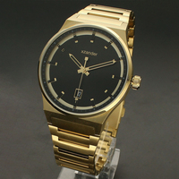 Montre-bracelet à quartz pour homme, boîtier en acier inoxydable, bracelet chaîne, chronographe en cristal, aiguilles lumineuses, date, résistance à l'eau 30 m