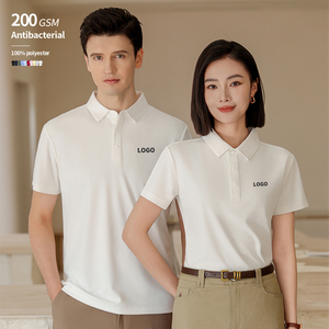 เสื้อกอล์ฟแขนสั้นผ้าโพลีเอสเตอร์ 100% ป้องกันรังสียูวี 50+ ป้องกันรอยยับ ติดกระดุมแป๊ก สำหรับผ้า 200 GSM แห้งเร็ว 7A ต้านเชื้อแบคทีเรีย ระบายความชื้น - Product Image 1