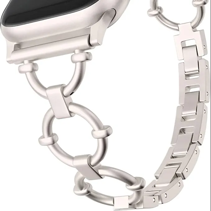 Gelang jam tangan fitbit sense 2, gelang baja tahan karat untuk jam tangan fitbit sense 2 tali logam berbentuk O untuk fitbit versa 3 versa 4, aksesori jam tangan pintar