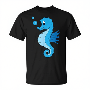 Camiseta infantil con diseño de caballito de mar, color azul, diseño de dibujos animados para niños - Product Image 2