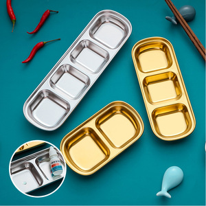 304 Stainless Steel <b>Condiment</b> <b>Tray</b> Three Compartment Durable For Food Serving Home Use - Product Image 3