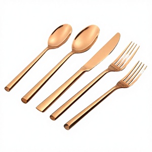 Luxury Modern Western Hotel Restaurant Stainless Steel Cutlery <b>Set</b> with Mirror Polish Gold Finish for Weddings - Product Image 3