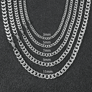 New Arrival <span class=keywords><strong>3</strong></span> Đến 11 Mét Tùy Chỉnh Thép Không Gỉ Hip Hop Trang Sức Cuba Liên Kết Chuỗi Vòng Cổ Curb <span class=keywords><strong>Chain</strong></span> Đối Với Nam Giới Phụ Nữ - Product Image 1