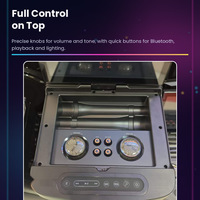 Enceinte portable d'extérieur en gros 50W avec double woofer de 12 pouces, écran tactile Android de 14,1 pouces, karaoké et 2 micros sans fil