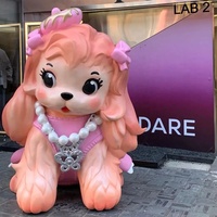 Statue de chien en résine et fibre de verre faite à la main, ornement décoratif extérieur attrayant pour centre commercial, magasin, signalisation et décoration.