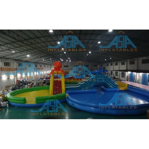 Parc gonflable gonflable de <span class=keywords><strong>piscine</strong></span> de parc aquatique au sol gonflable d'île d'eau drôle extérieure sur la terre - Product Image 4