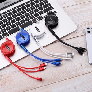 Pinou 1-To-3 Retractable 3-In-1 Charging <b>Cable</b> 1M <b>Lightning</b> Micro Usb Type C For Mobile Phones Fast Charging - Product Image 1