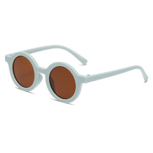 Gafas de Sol para bebés Gafas de sol mate para niños Marco redondo de moda Retro Mocha Gafas de color Anti Línea púrpura - Product Image 6
