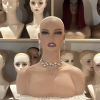 Busto de Maniquí Realista Negro Marrón, Cabeza de Maniquí Femenina, Soporte para Peluca, Cabeza de Maniquí de Exhibición
