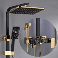 Système de douche de salle de bain carré Senducs mitigeur de baignoire thermostatique robinet en laiton chaud et froid motif de pulvérisation douce Chrome pour hôtels