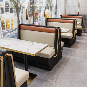 <span class=keywords><strong>Panca</strong></span> Curva Moderna di Lusso <span class=keywords><strong>con</strong></span> <span class=keywords><strong>Tavolo</strong></span> in Marmo per Caffetterie, Ristoranti, Panetterie e Locali Commerciali - Product Image 4