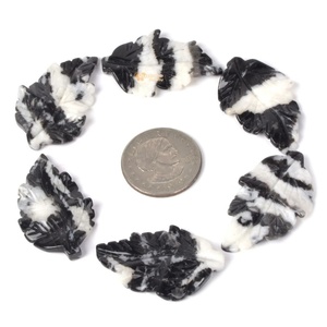 จี้รูปใบไม้แกะสลักจากหินธรรมชาติลายม้าลายคุณภาพพรีเมียม สำหรับทำเครื่องประดับผู้หญิง - Product Image 2