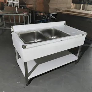 European Design Stainless Steel Double Bowl Sink With Square Legs Kitchen Sink Stainless Steel