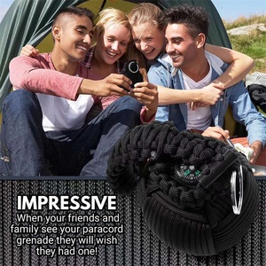 <span class=keywords><strong>Kit</strong></span> de supervivencia con linterna LED, hilo de pescar, suturas, botón de arranque de fuego, cuchillo de bolsillo pequeño, color negro - Product Image 4