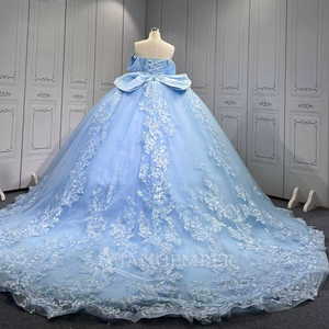 Lsmu161 Vestidos de 15 Años con Apliques de Encaje, Vestido de Quinceañera Azul Cielo, Vestido de Princesa con Lentejuelas y Lazo, Jancember - Product Image 3