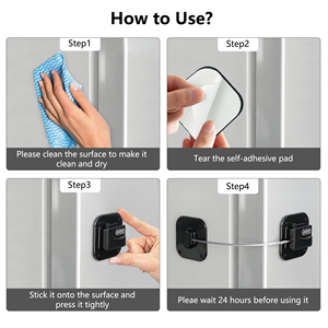 Serrature di Sicurezza per Bambini per Armadietti, Blocco Frigorifero in ABS e Acciaio Inossidabile, Facile Installazione Senza Chiavi, Lucchetto a Combinazione per Frigorifero - Product Image 5