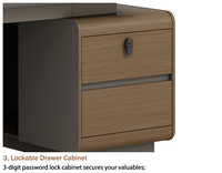 Bureau de direction en forme de L, placage en bois de noyer, finition grise, avec prise de courant intégrée, USB, mobilier de bureau, vente en gros, directement de l'usine