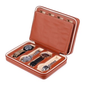 <span class=keywords><strong>Montre</strong></span> pour hommes et femmes, étui de <span class=keywords><strong>voyage</strong></span> en cuir marron avec 8 grilles, Portable, nouvelle collection 2019 - Product Image 2