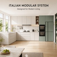 Ensemble d'armoires de cuisine sur mesure en bois de luxe, complet, prêt à assembler (RTA), intelligent, compact, haut de gamme, en MDF, moderne
