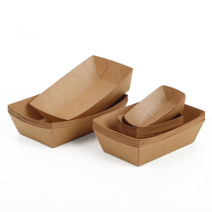 JIEHUI Plateau de bateau en papier kraft de haute qualité à 2 compartiments pour les plats frits à emporter avec récipients de restauration rapide imprimés - Product Image 6