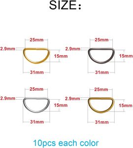 Zoloajay Pcs Mm D Rings Welded Strong <b>Metal</b> Mix Colors Semi Circular D Ring For Pet <b>Collars</b> Hardware Bags Ring Buckle Strap Hand - Product Image 2