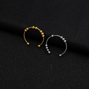 Anillo Geométrico de Acero Inoxidable con Cuentas Móviles, Diseño Simple y Exclusivo, Chapado en Oro y Plata, Anillos Unisex de Moda, Joyería al por Mayor - Product Image 2