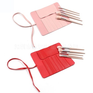 Bolsa de maquillaje personalizada de cuero PU, bolsa de herramientas profesional para maquilladores, bolsa de maquillaje portátil plegable de 5 piezas. - Product Image 4