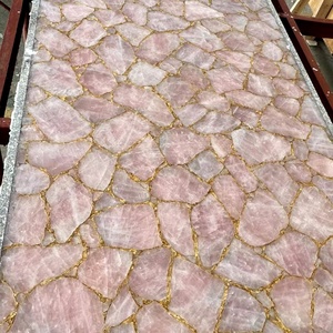 Tự nhiên sang trọng đá quý màu hồng mã não lớn slab bán đá quý tường ốp Rose <span class=keywords><strong>Quartz</strong></span> bán đá quý slab - Product Image 6