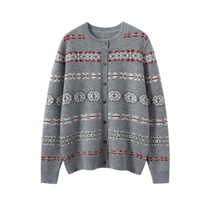 Suéter de punto retro con <span class=keywords><strong>cuello</strong></span> redondo, mezcla de lana y cachemira, jacquard, para <span class=keywords><strong>mujer</strong></span>, venta al por mayor, de fábrica de Mongolia Interior - Product Image 1