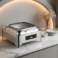 Plat de service alimentaire haut de gamme 8L, chauffe-plats électrique de luxe en acier inoxydable pour buffet et traiteur, en vente