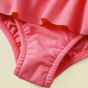 Vêtements de protection <span class=keywords><strong>UV</strong></span> pour bébé, hauts à manches longues imprimés flamant rose pour fille, bas à volants, maillot de bain personnalisé, maillots de bain pour enfants, bikinis, vêtements de plage - Product Image 4