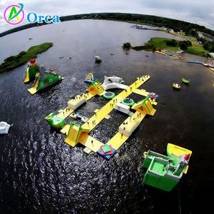 Kits de Parc Aquatique Gonflable Orca Factory Design avec Accessoires Complets, Pompe Électrique, Sac de <span class=keywords><strong>Réparation</strong></span>, Piquets de Sol, Radeau, <span class=keywords><strong>Tube</strong></span> Flottant en PVC - Product Image 1