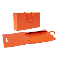 Boîte en carton rigide pliable pour vêtements avec logo personnalisé orange, emballage cadeau avec poignée en ruban