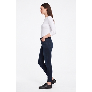 Jeans de Mezclilla de Pierna Recta, Lavado Oscuro, Cintura Media, Corte Ajustado, Largos, Estilo Vintage, Casuales para Mujer, 100% Algodón Tejido - Product Image 5