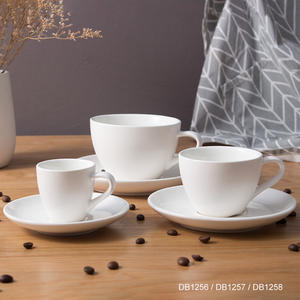 ชุดถ้วยกาแฟเซรามิกเซียวซินชิงพร้อมจานรอง สีขาว รูปทรงกลม สำหรับน้ำชายามบ่าย ผลิตที่เฉาโจว รุ่น DB1256 DB1257 DB1258 - Product Image 1