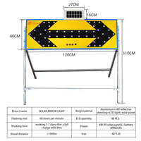 Clignotant solaire à LED certifié CE Flèche d'avertissement de trafic extérieur Feux de route stroboscopiques Panneau de signalisation solaire