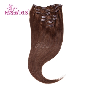 Wholesale 100% Chinese Remy Human <b>Clip</b> Hair Extension Cuticle Aligned Double Drawn Soft No Shedding Dark Color Natural Straight. - Product Image 2