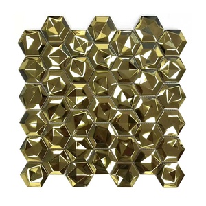 BOTON STONE Decoration esagono metallo inossidabile bronzo <span class=keywords><strong>rame</strong></span> acciaio irregolare mosaico piastrelle dorate - Product Image 5