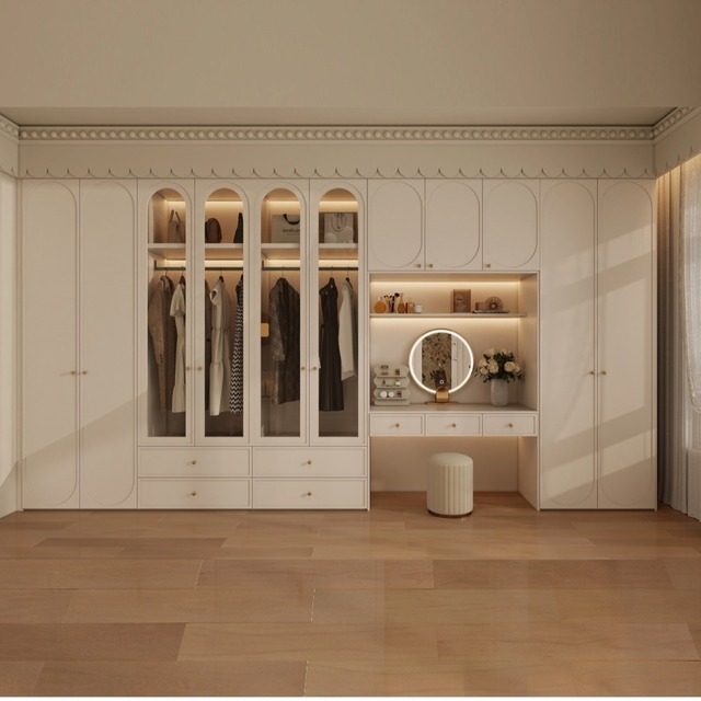 Aige Shaker Finish Minimalism Style Wardrobe Melamine Freestanding for Home Fashionable Wardrobe