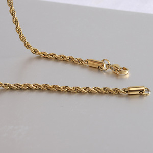Collar de Cadena Trenzada de Oro de 18K, 2mm 60cm, Acero Inoxidable, Joyería de Moda para Uso Diario, Regalo para Mujer - Product Image 3