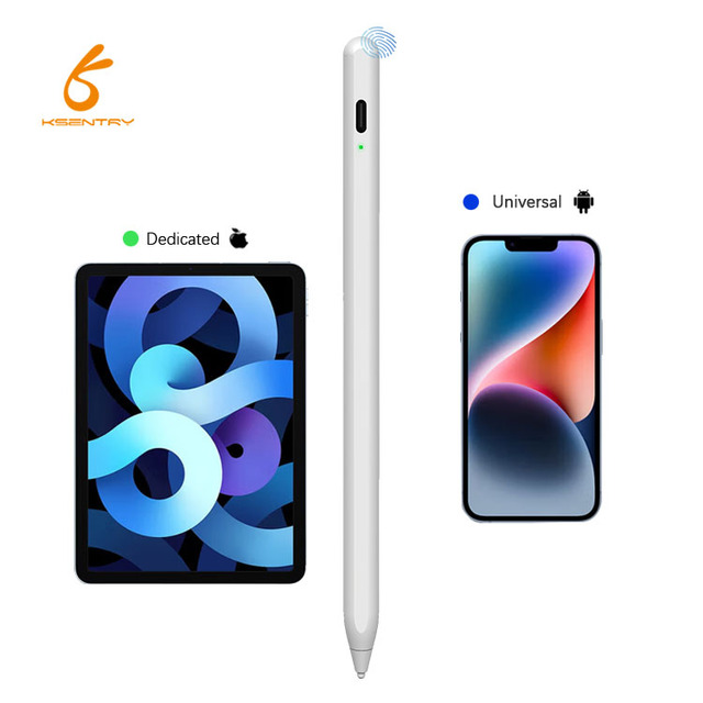 2-in-1 Active Capacitive Stylus Pen Palm Rejection Tilt Angle Sensing Magnetic Attraction Replaceable Nib Type-C Charging