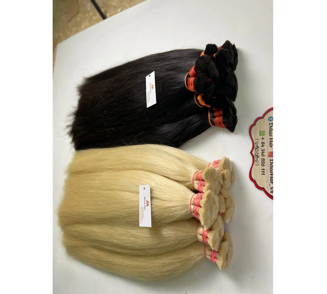 100% Brazilian Human Virgin Cuticle Aligned Double Drawn White Blonde Single Donor Raw Hair Extensions