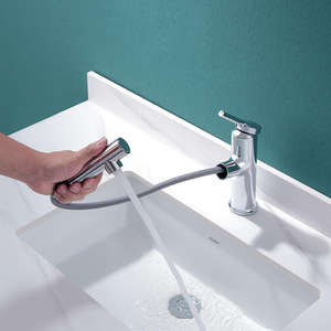 Jazzda Brass Pull Out Basin Faucet Single Handle Ceramic Valve Core Deck <b>Mounted</b> For Home Hotel - Product Image 3